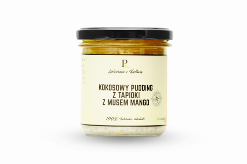 Kokosowy pudding z tapioki i musem mango
