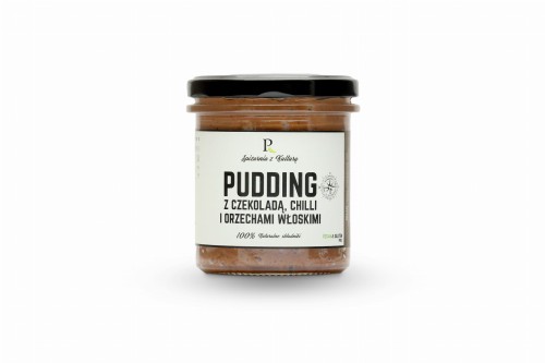 Pudding z czekoladą, chilli i orzechami włoskimi